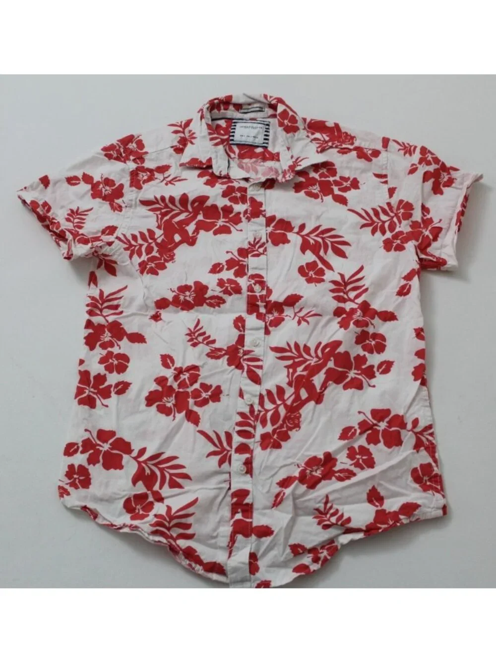 Denim & Flower Ricky Singh Mens S Slim Fit Red White Floral Button Up Shirt